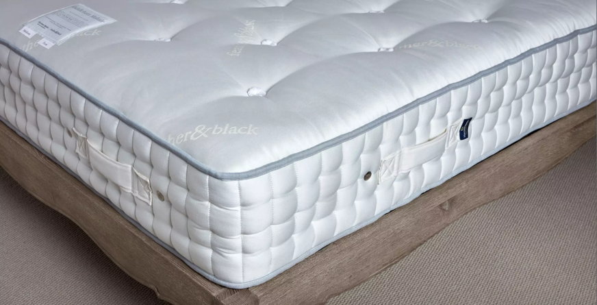 feather and black middleham mohair mattress from side